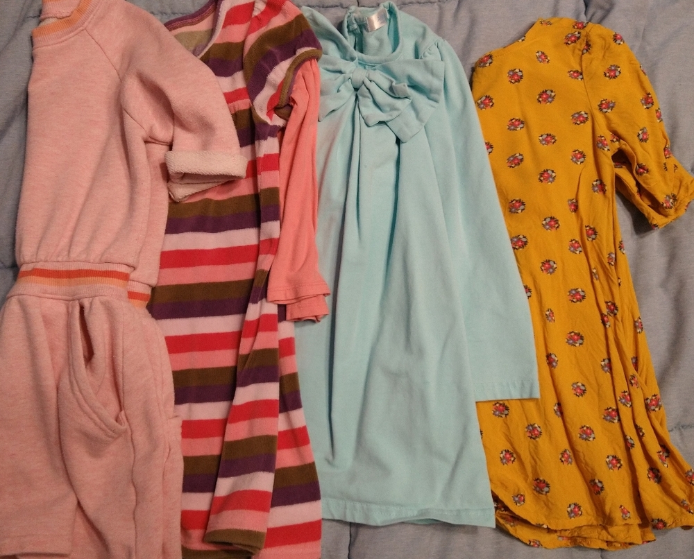 Bundle of 4 girls long sleeve dresses- size 4T